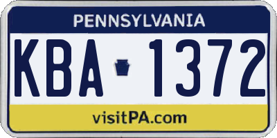 PA license plate KBA1372