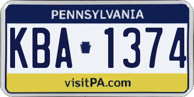 PA license plate KBA1374