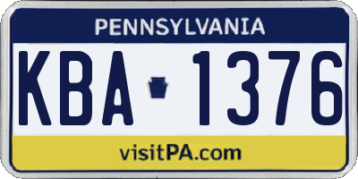 PA license plate KBA1376