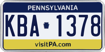 PA license plate KBA1378