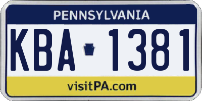 PA license plate KBA1381