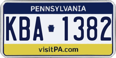 PA license plate KBA1382