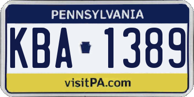 PA license plate KBA1389