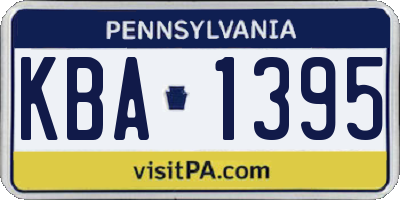 PA license plate KBA1395