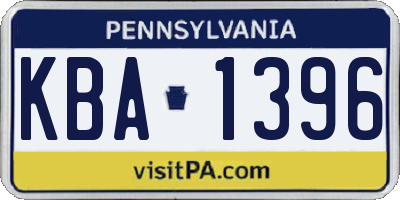 PA license plate KBA1396