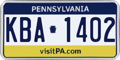 PA license plate KBA1402