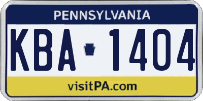 PA license plate KBA1404