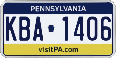PA license plate KBA1406