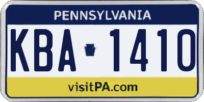 PA license plate KBA1410
