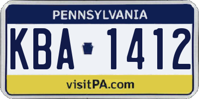 PA license plate KBA1412