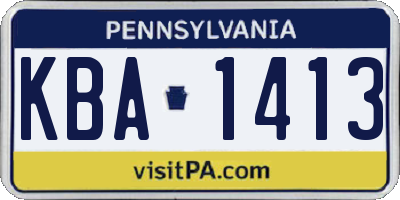 PA license plate KBA1413