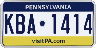 PA license plate KBA1414