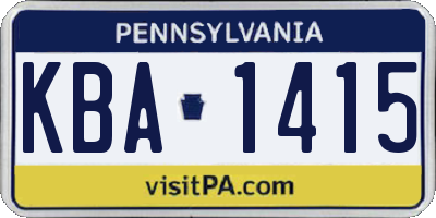 PA license plate KBA1415