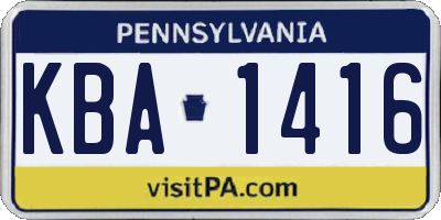 PA license plate KBA1416