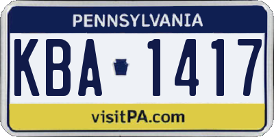 PA license plate KBA1417