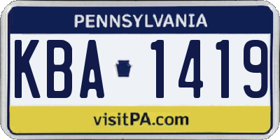 PA license plate KBA1419