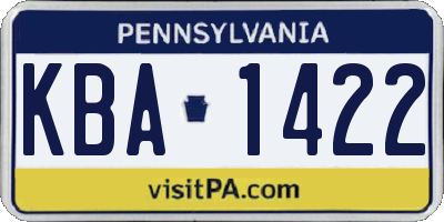 PA license plate KBA1422