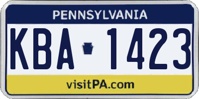 PA license plate KBA1423