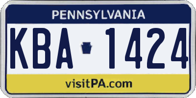 PA license plate KBA1424