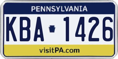 PA license plate KBA1426