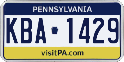 PA license plate KBA1429