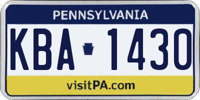 PA license plate KBA1430