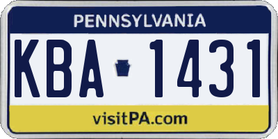 PA license plate KBA1431