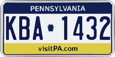 PA license plate KBA1432