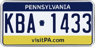 PA license plate KBA1433