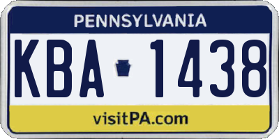 PA license plate KBA1438
