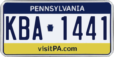 PA license plate KBA1441