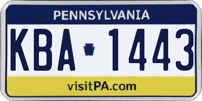 PA license plate KBA1443