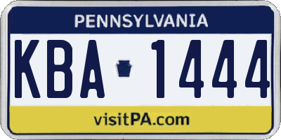PA license plate KBA1444