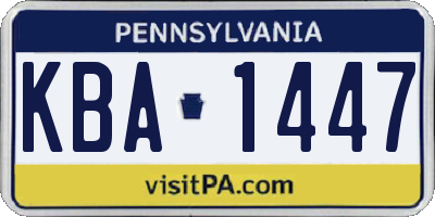 PA license plate KBA1447
