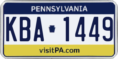 PA license plate KBA1449
