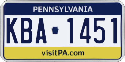 PA license plate KBA1451