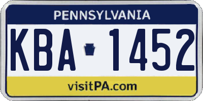 PA license plate KBA1452
