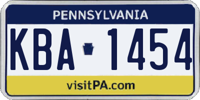 PA license plate KBA1454