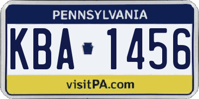 PA license plate KBA1456