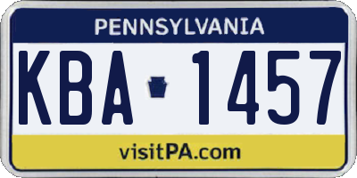 PA license plate KBA1457