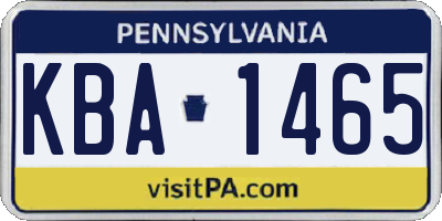 PA license plate KBA1465