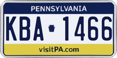 PA license plate KBA1466