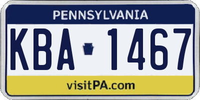 PA license plate KBA1467