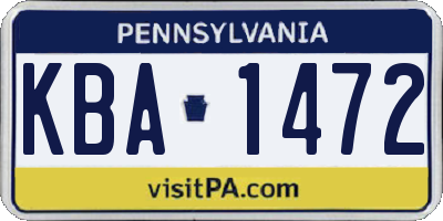 PA license plate KBA1472
