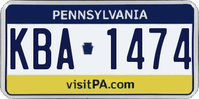 PA license plate KBA1474