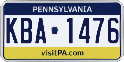 PA license plate KBA1476