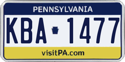 PA license plate KBA1477