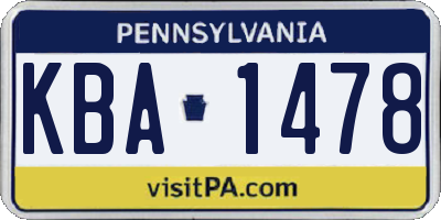 PA license plate KBA1478
