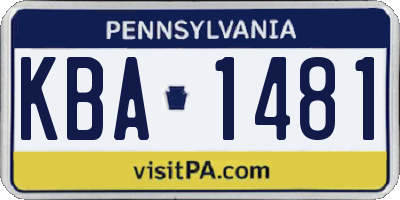 PA license plate KBA1481