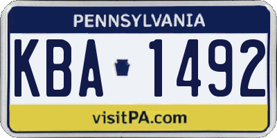 PA license plate KBA1492